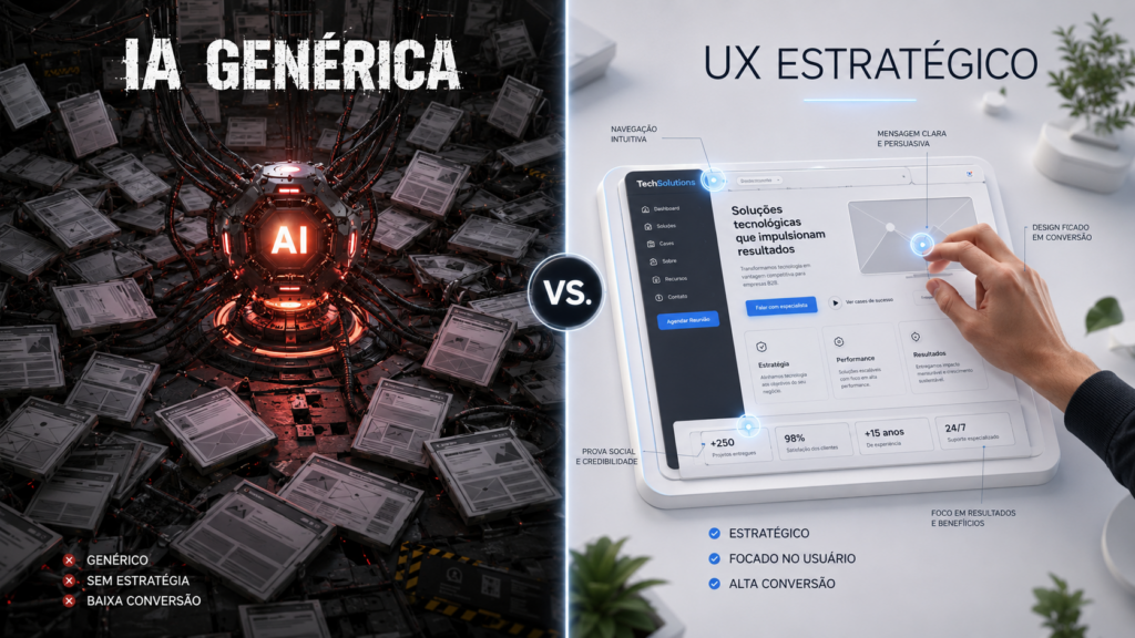 Errores de diseño web con Inteligencia Artificial vs Estrategia UX humana, para saber porque mi página web no vende.