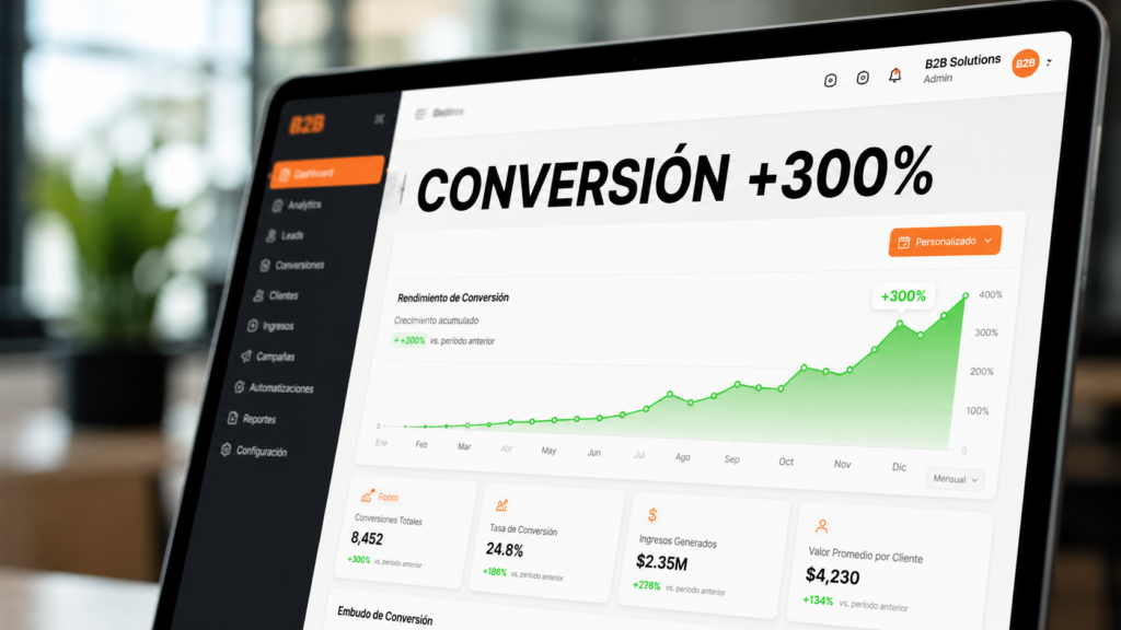 Gráfico de analítica mostrando un aumento en la tasa de conversión tras una optimización UX.