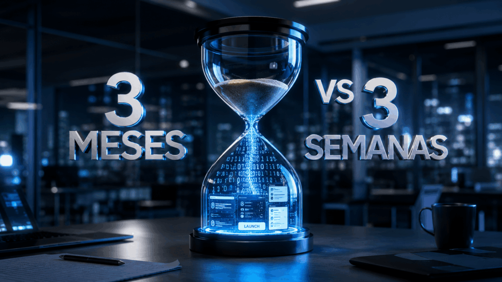 Reloj de arena digital mostrando la velocidad en la creación de páginas web profesionales.