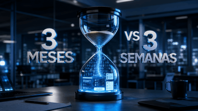 Reloj de arena digital mostrando la velocidad en la creación de páginas web profesionales.
