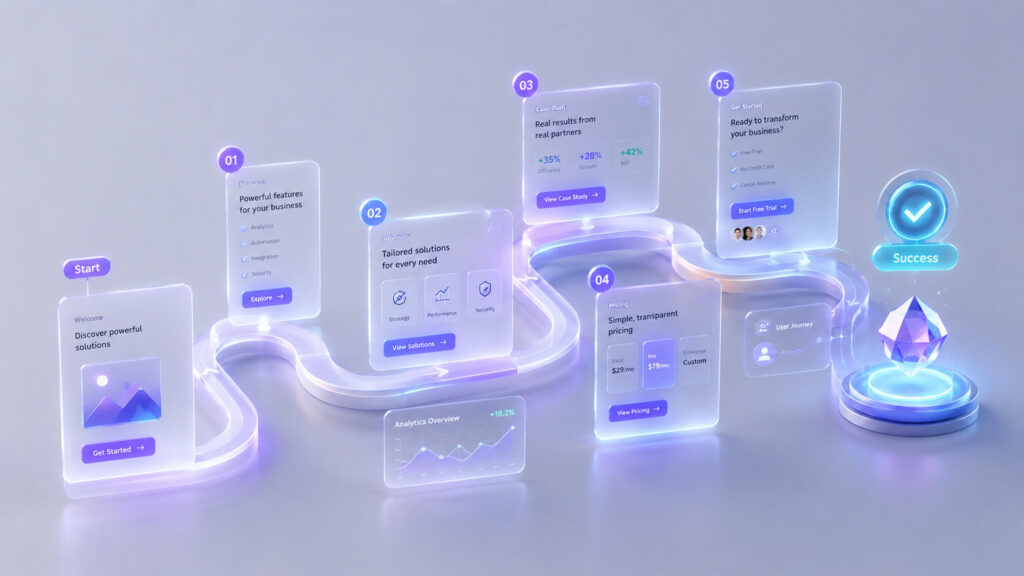Interfaz digital avanzada mostrando un diseño UX/UI estratégico creado por GRACIA para retener tráfico premium y evitar el rebote.